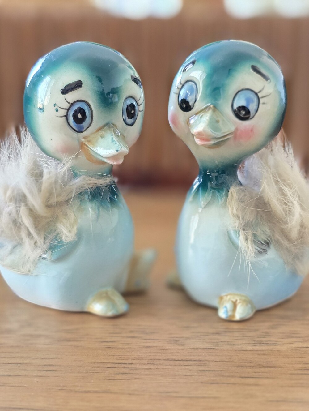VTG Rare Japan Anthropomorphic Birds Ducks Feathers Salt Pepper Shakers Kitsch